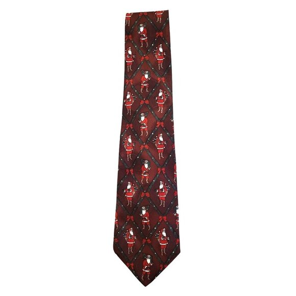 Santa Claus Father Christmas Tie 58" Burgundy Red "Thinking of You Ties" USA - Picture 2 of 6
